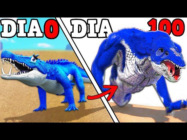 O PEQUENO CROCO DINO EVOLUIU PARA O GIGANTE BLUE CRAWLER! SOBREVIVI 100 DIAS ARK!