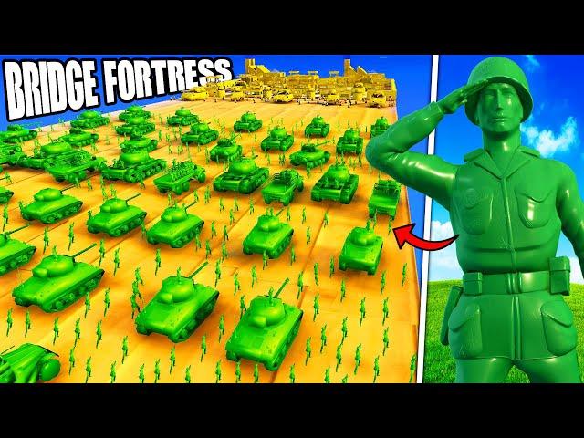 Green Army Men BRIDGE INVASION of LEGO FORTRESS!