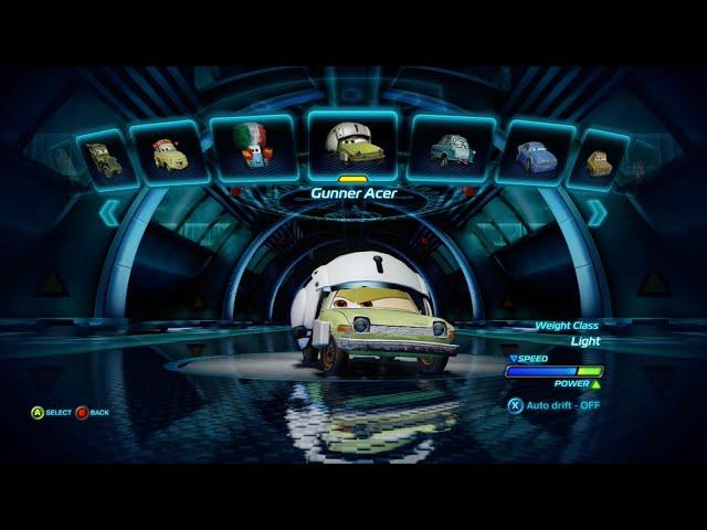 Cars 2 The Video Game All the Cars Characters and the DLC characters the ones are weapon expert