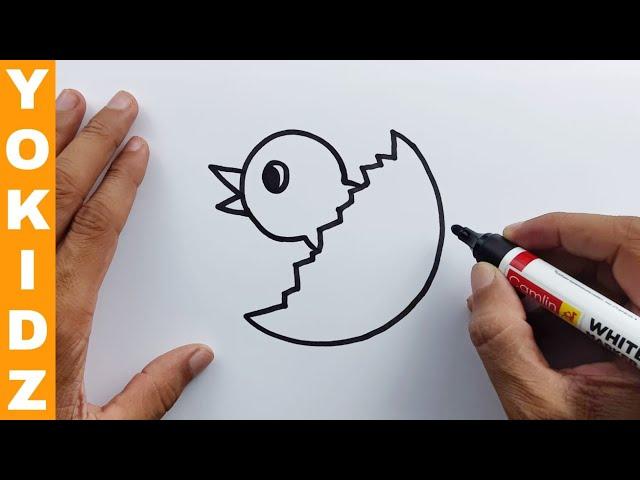 How To Draw An Easter Chick | Chick Drawing Easy