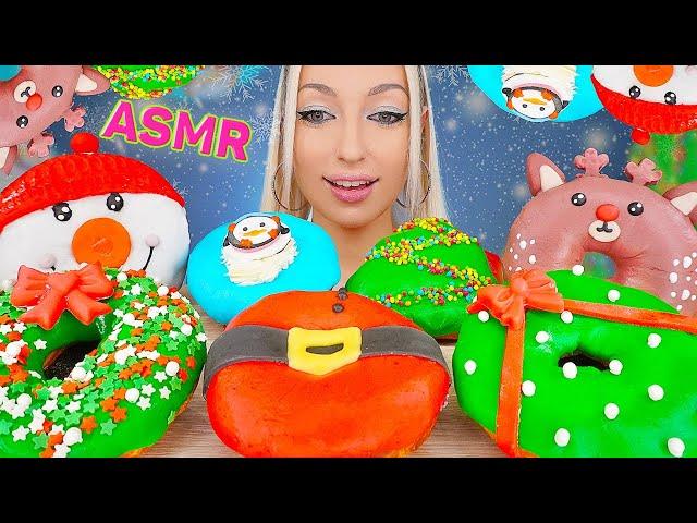 ASMR EATING DONUTS, CHRISTMAS DESSERT, CHOCOLATE, COLORFUL CAKE 디저트 크리스마스 (SWEET FOOD) MUKBANG먹방, 4K