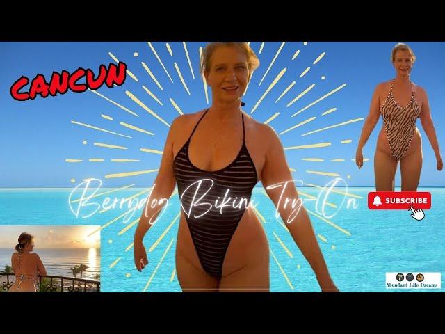 Berrydog Shein Sling and High Cut One Piece Bikini Cancun Mexico Balcony Sunrise Tryon