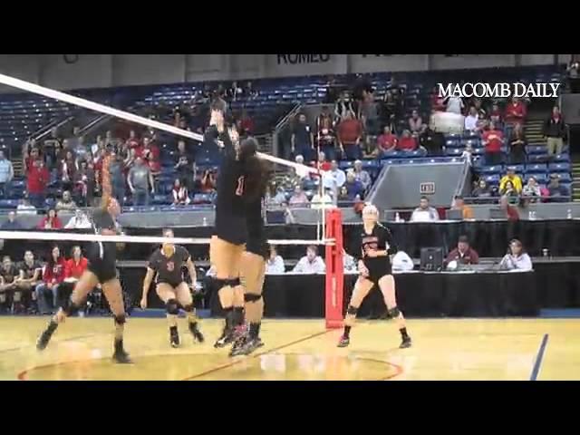 Gia Milana's kill gives #Romeo match point in win over Temperance Bedford in Class A semi at Battle