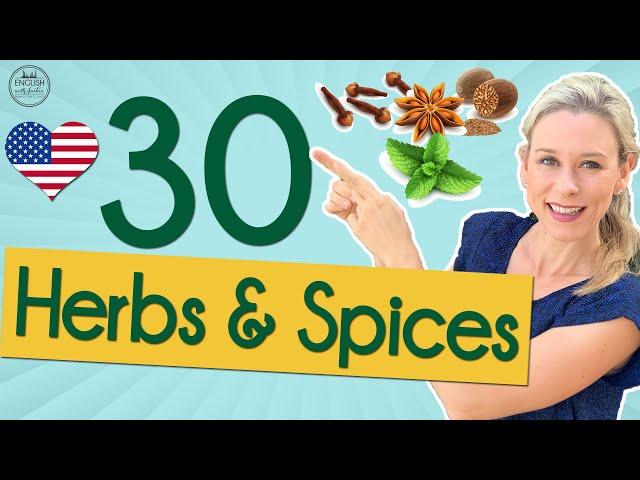 30 Common Herbs and Spices in English | English with Jackie