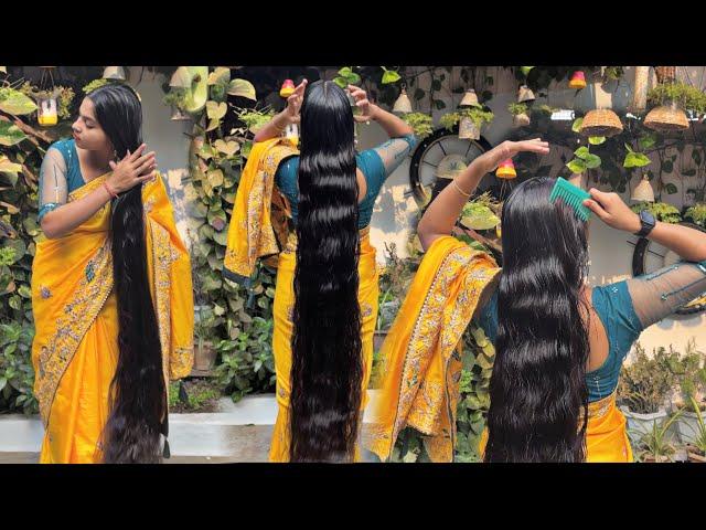 Long hair combing || hair oiling || Alka Verma