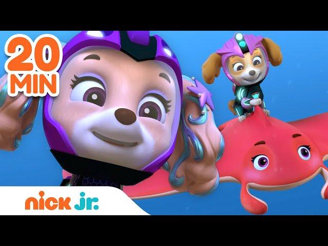 PAW Patrol Aqua Pups & Mermaid Rescues! w/ Skye & Coral | 20 Minute Compilation | Nick Jr.