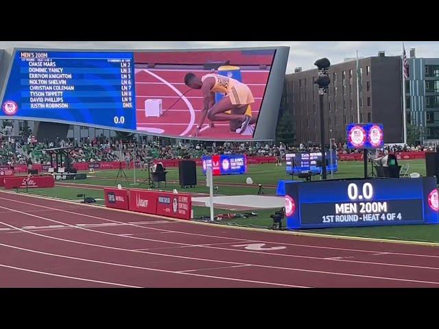 Men’s 200m 2024 U.S. Olympic Trials Round 1 Heat 4, Erriyon Knighton, Christian Coleman