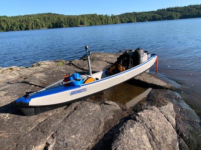 Saranac Lake Island Camping in Sea Eagle Razorlite 393RL... Chilly, Wet & Windy!