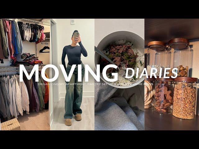 MOVING VLOG: organizing my apartment, pantry set up, & amazon home finds