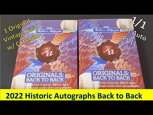 1/1 CUT AUTO PULL!!! 2022 Historic Autographs Originals Back to Back