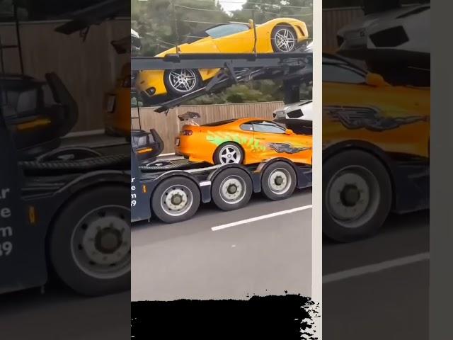 TRUCK LOADED WITH MANY SUPER CARS   CARS TRANSPORTATION         (LUXURY CARS)