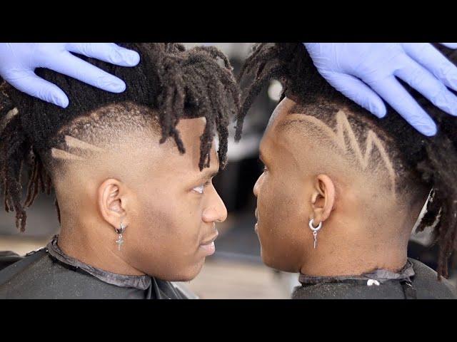 MUST SEE TRANSFORMATION HAIRCUT | SIMPLE FREESTYLE DESIGN | MID BALD FADE DREADS TUTORIAL