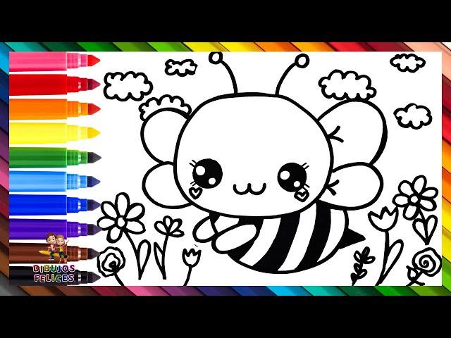 Cómo Dibujar Una Abeja  Dibuja y Colorea Una Linda Abeja 🪻 Dibujos Para Niños