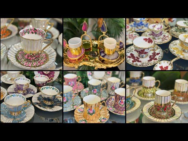 Turkish Cups Set// Teaware Collection// Tea pot set// Tea Cups with Saucers #crockeryitem #vlog