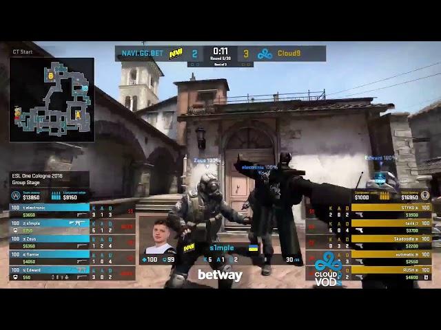 Cloud9 vs NaVi (Inferno) at ESL ONE Cologne 2018 - map1