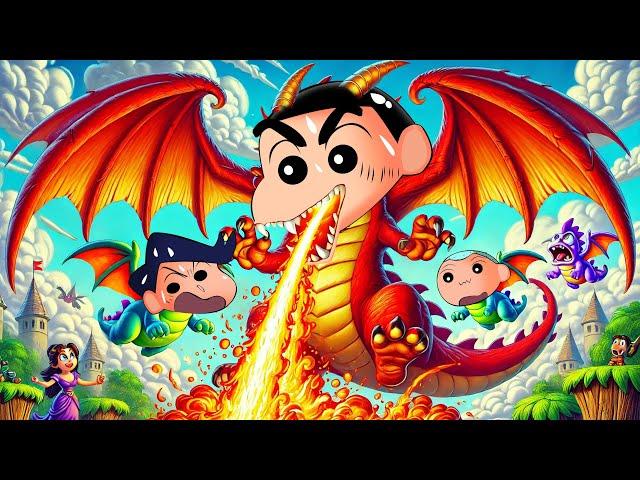 Shinchan Became Huge Dragon And Killed His Friends With Fire  | Roblox Be A Dragon | Funny Game 