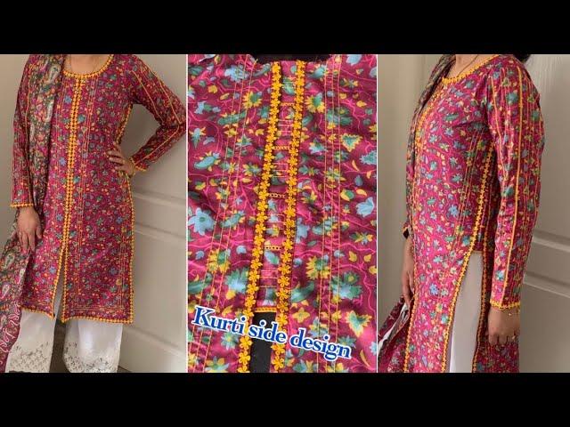 Latest new front open kurti with sides design idea for summer