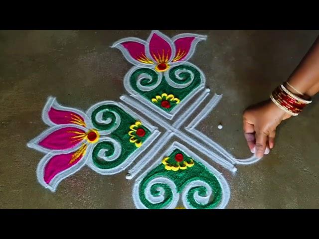 newyear simple padi kolam 3*3sankranti chukala diyamuggulu margazhi kolangalbhokispecial