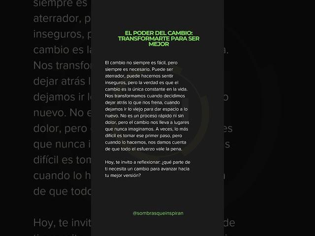 El poder del cambio : transformarte para ser mejor