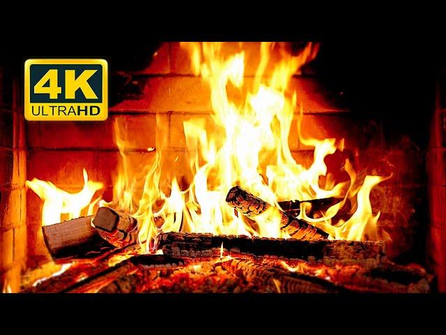  Cozy Fireplace 4K (12 HOURS). Fireplace with Crackling Fire Sounds. Fireplace Burning 4K