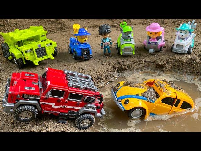 Robot Tobot V Wild Chief & Paw Patrol Rescue Bumblebee Revenge - Stopmotion Devastator Transformers