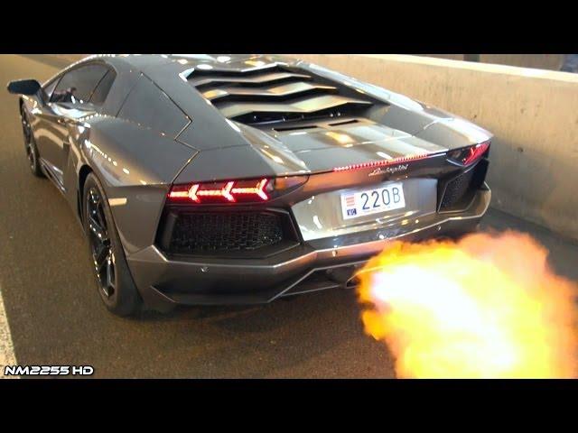 Lamborghini Aventador Shooting HUGE Flames!!