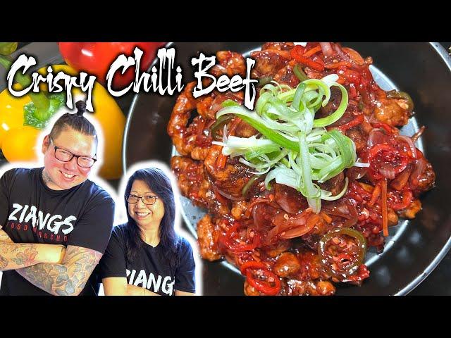 How Chinese Chefs cook Crispy Chilli Beef (Easy Version)  Mum and Son Professional Chefs cook!