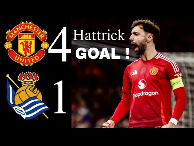  Manchester United vs Real Sociedad 4-1 | Bruno Fernandes hattrick | HIGHLIGHTS | Europa League