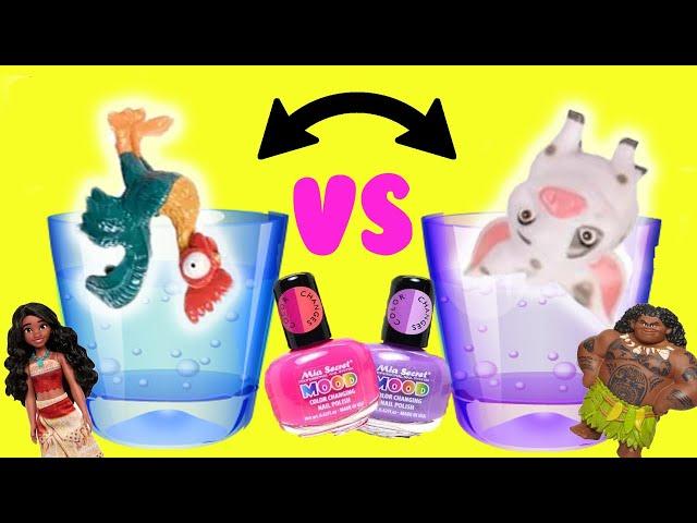 Moana 2 Movie Color Change Transformation Nail Polish with Pua and Hei Hei! DIY Crafts for Kids