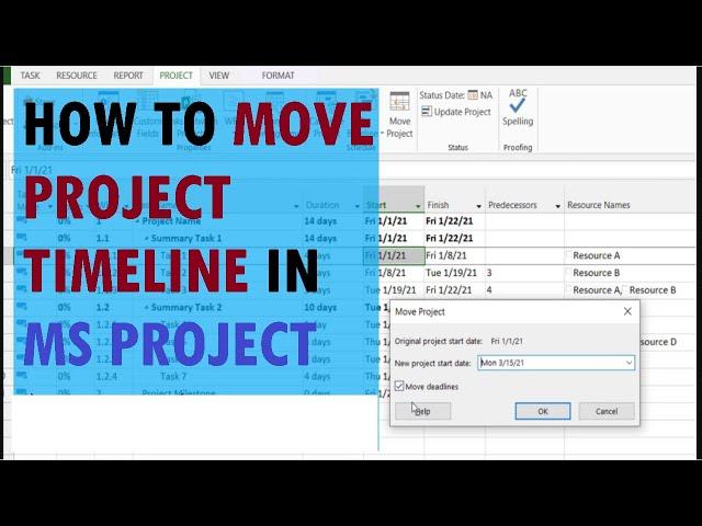 Smart way to move Project timeline in MS Project | Tutorial for beginners