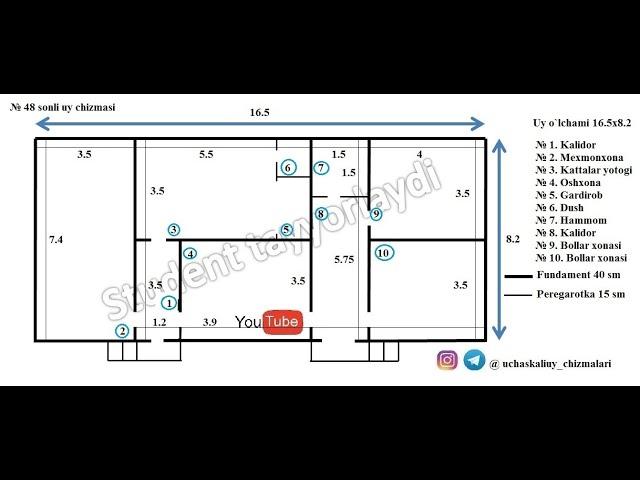 Uy qurish chizmasi №48 уй куриш чизмаси #UydaQoling