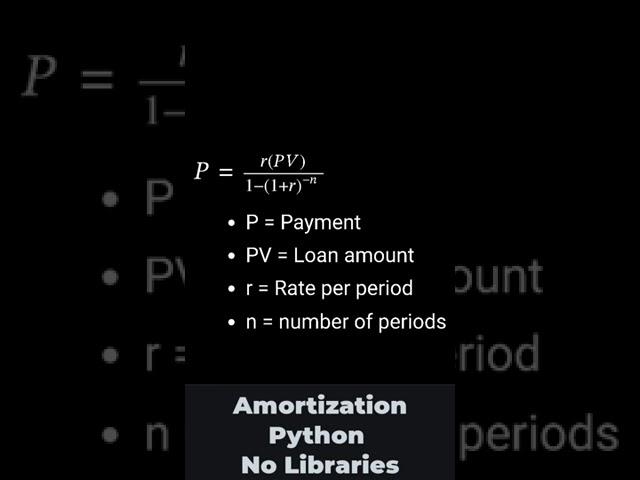 Calculate Loan Amortization in Python, No Libraries, from Scratch