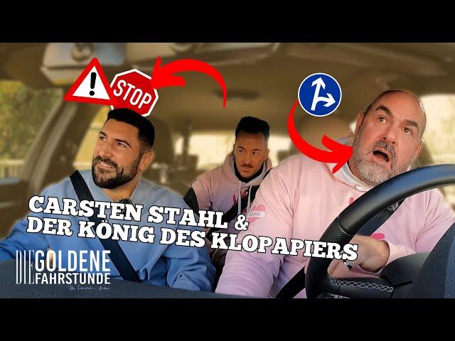 Driving test with CARSTEN STAHL and the KING of TOILET PAPER  | Golden Driving Lesson S2E5