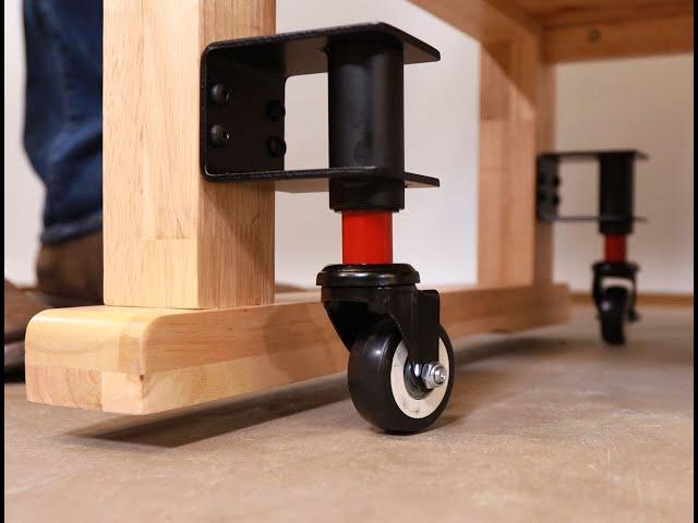 Patented Retractable Workbench Caster, Automatic, Hidden and Retractable All In One.