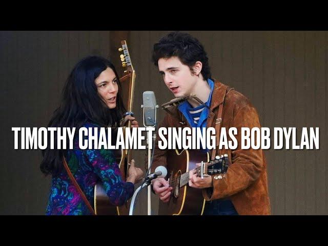 Footage of Timothy Chalamet Singing as Bob Dylan in A Complete Unknown Released