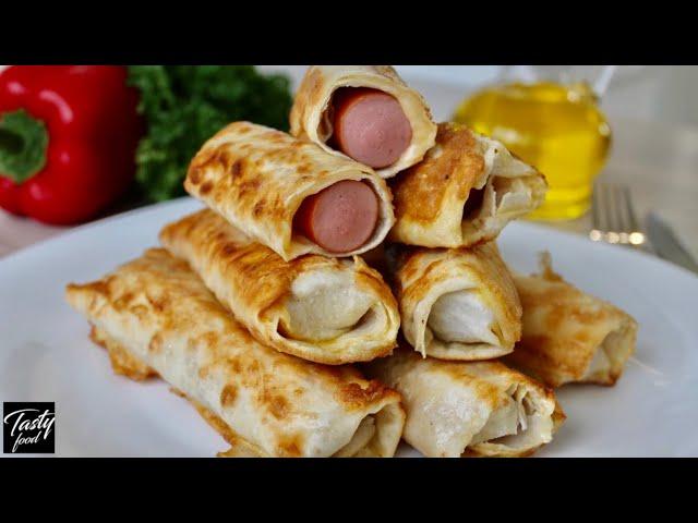 Hot Sausages in Crispy Lavash in 5 Minutes!