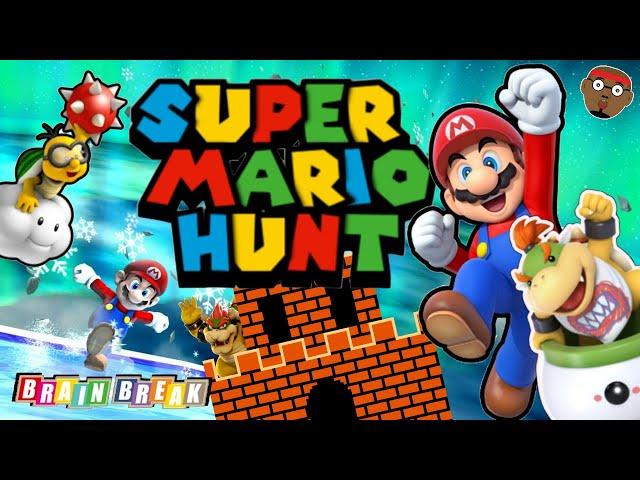 Super Mario HUNT | Brain Break | Super Mario Chase | Mario Run and Freeze | PhonicsMan Fitness