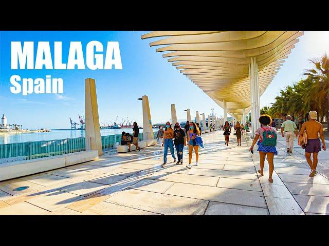 4K Walk Málaga Paseo del Muelle Uno Pablo Ruiz Picasso Spain  Walking Tour With Captions