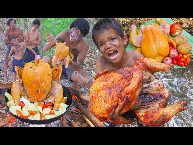 Wilderness cooking - Coocking cHicken vs vegetables injugle eat at Wather lake - mr eat #000171