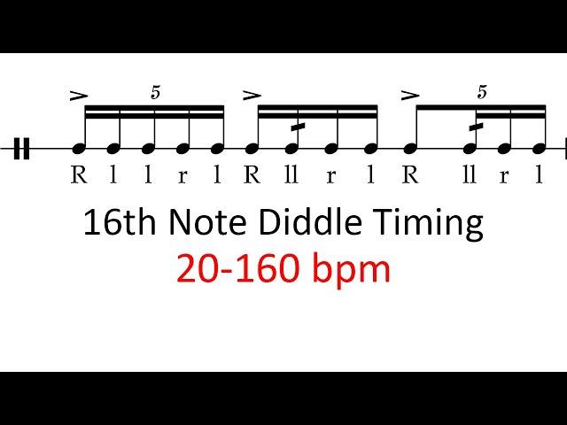 16th note diddle timing | 20-160 bpm sheet music