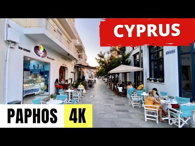 PAPHOS, CYPRUS  [4K Ultra HD] — Old City Centre — Walking Tour