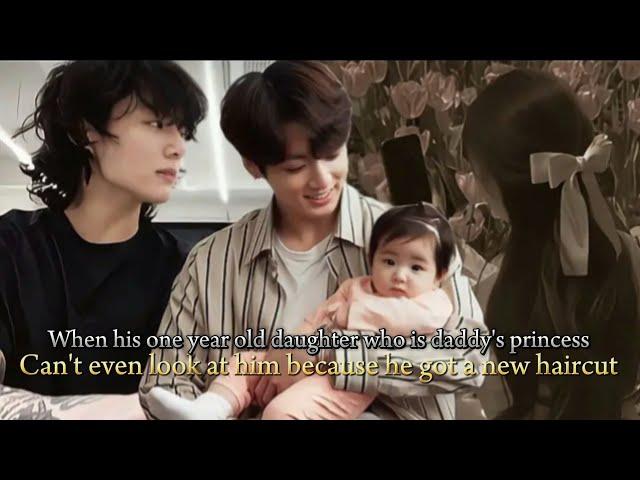 Clinging to her mother,cried and didn't look at him because he got a haircut Jungkook hbd oneshot