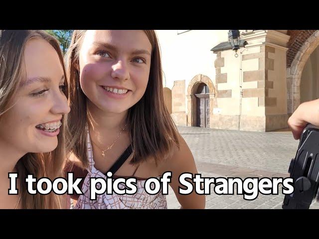 Japanese took pictures of strangers in Poland Kraków (POV street photography)