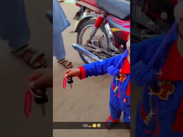 cute baby with bike