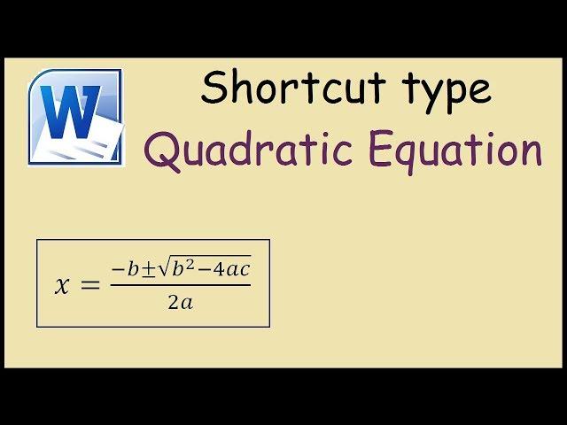 How to type quadratic equation in Word