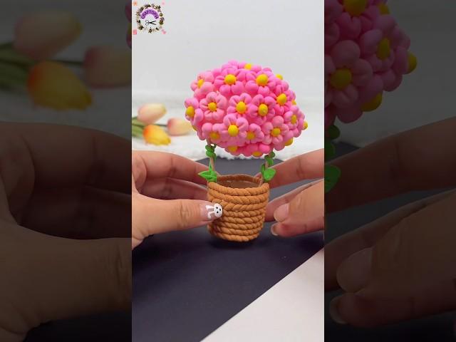 easy diy flower basket || polymer clay flowers basket tutorial #shorts #clayart #flowerbasket