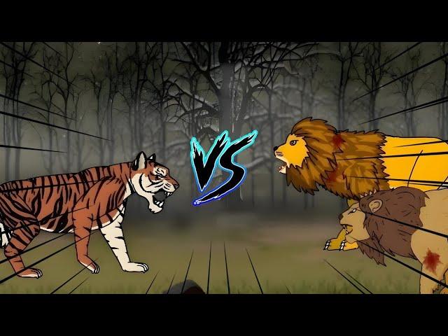 Tiger vs Old Lion vs Lion KO MATION - Wild Animal Battle - DC2 Animation