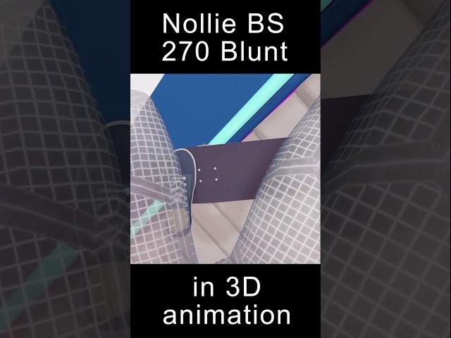 Nollie BS 270 Blunt Slide in 3D animation  #shorts #skateboarding #3d #olympics