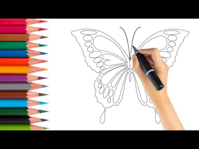 How to draw a Butterfly|butterfly drawing viral video|butterfly drawing with hand|kids painting