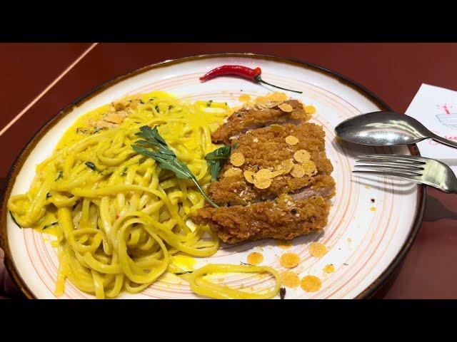 Secret Recipe New Flavor of Spaghetti Masak lemak and Crunch Chicken #malaysia #secretrecipe #lunch